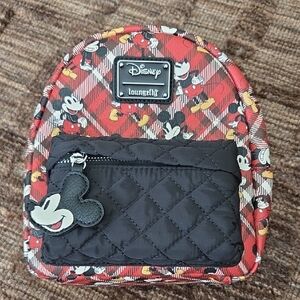 Loungefly Disney Mickey Mouse Plaid  Backpack - Red and Black